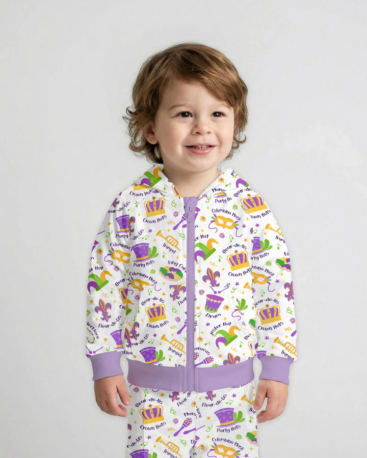 Mardi Gras Family Matching Bamboo Zip Hoodie