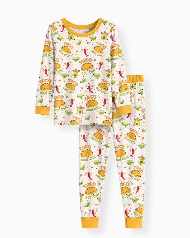 Funny Taco Bamboo Two Piece Long Sleeve Pajama Set