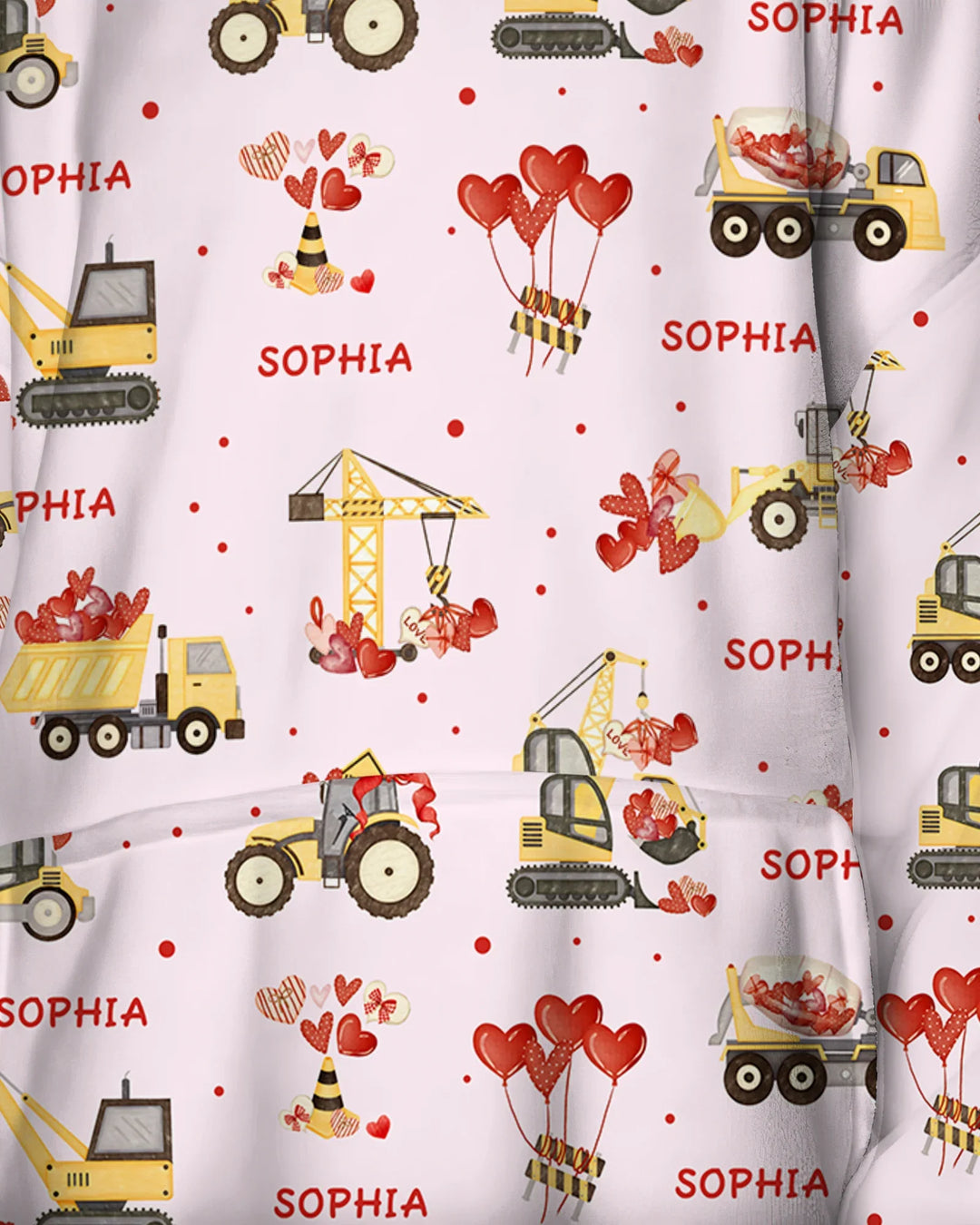 Custom Name Valentine Trucks Family Matching Bamboo Blanket Hoodie
