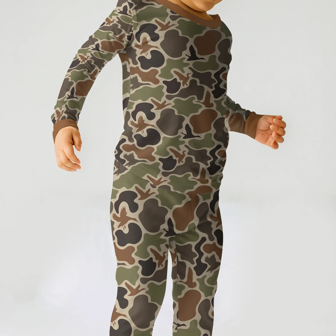 Mallard Hunting Bamboo Two Piece Long Sleeve Pajama Set
