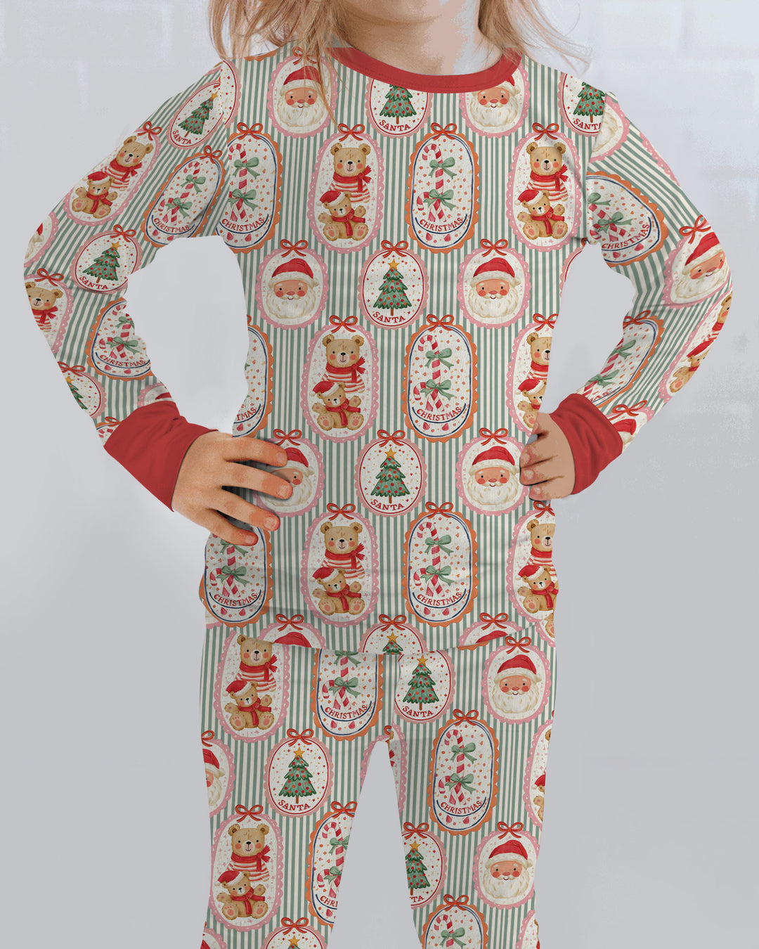 Vintage Christmas Keepsakes Bamboo Two Piece Long Sleeve Pajama Set