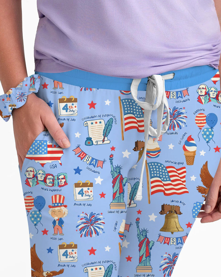 Hand Drawn Patriotic Iconic Bamboo Women Pajama Set