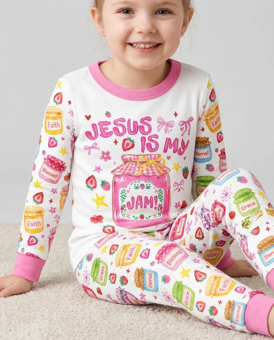 Preppy Summer Jesus Is My Jam Bamboo Two Piece Long Sleeve Pajama Set