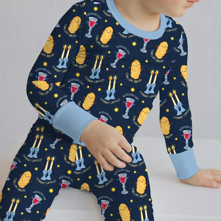 Shabbat Eve Bamboo Two Piece Long Sleeve Pajama Set