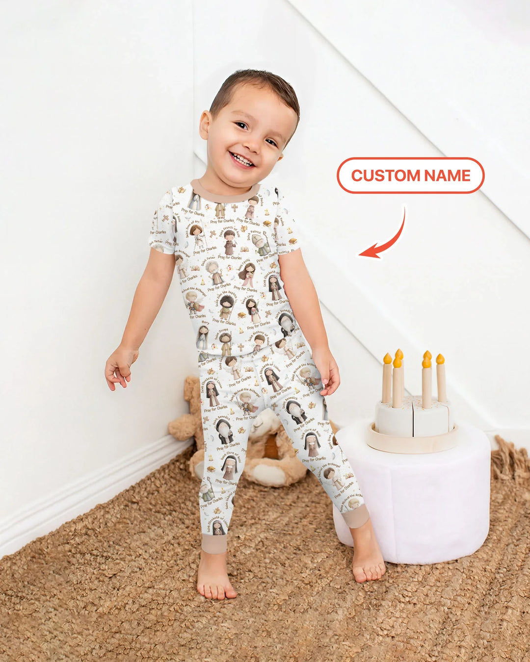 Pray For Me Custom Name Bamboo Two Piece Short Sleeve Pajama Set