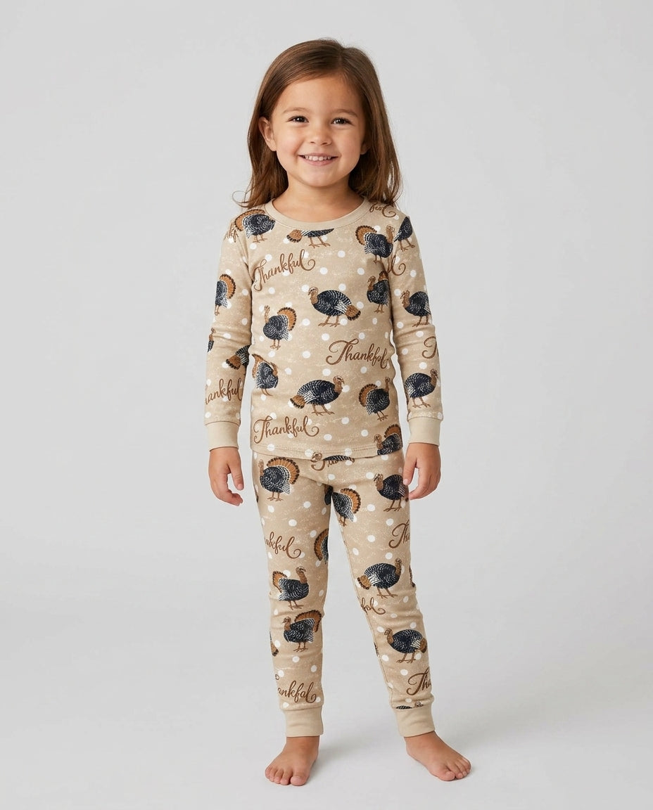 Turkey Thankful Bamboo Two Piece Long Sleeve Pajama Set