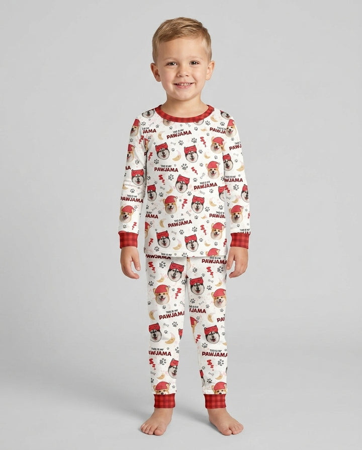 Custom Pet Photo This Is My Pawjama Bamboo Two Piece Long Sleeve Pajama Set