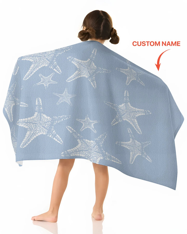 Custom Photo Starfish With Names Bamboo Beach Towel