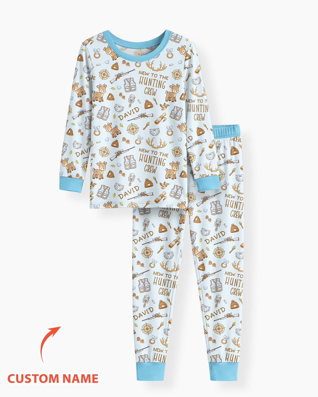 New To The Hunting Crew Custom Name Bamboo Two Piece Long Sleeve Pajama Set