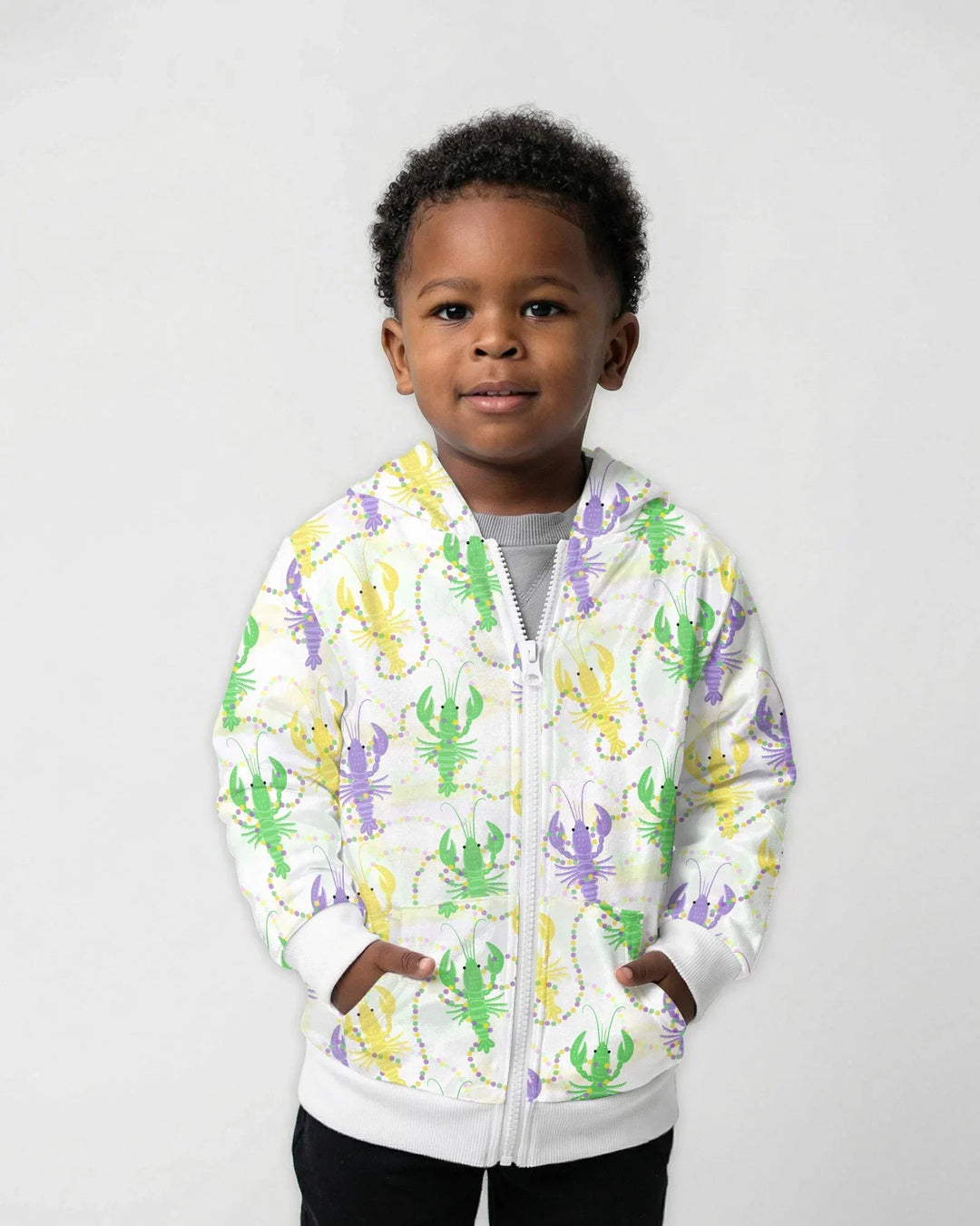 Mardi Gras Crawfish Family Matching Bamboo Zip Hoodie