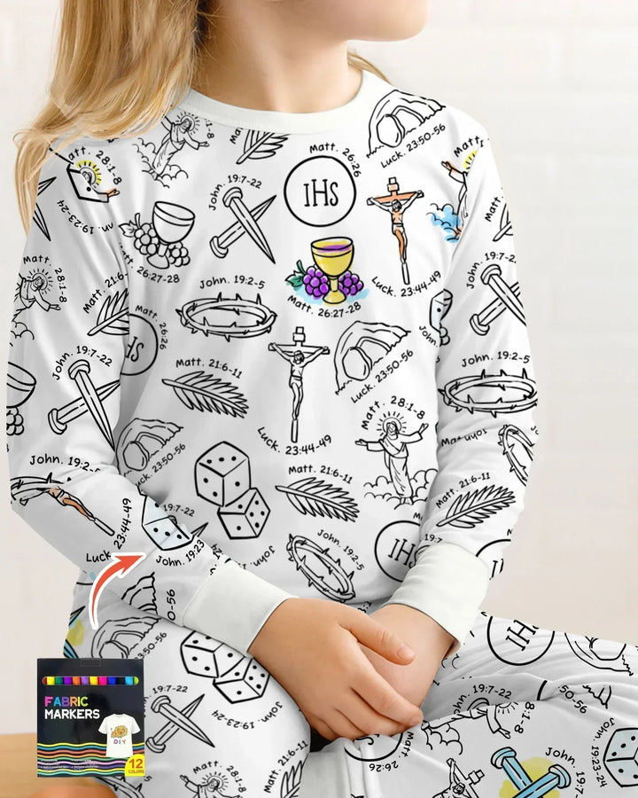Easter Story Colorable Bamboo Two Piece Long Sleeve Pajama Set
