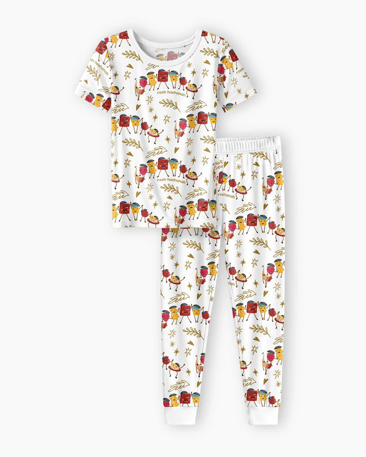 Let's Celebrate Rosh Hashanah Bamboo Two Piece Short Sleeve Pajama Set