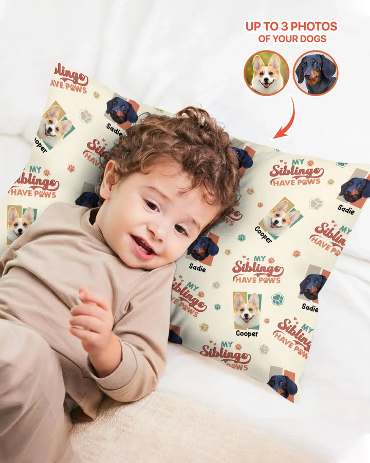 Custom Dog Photos "My Siblings Have Paws" Bamboo Pillow Case