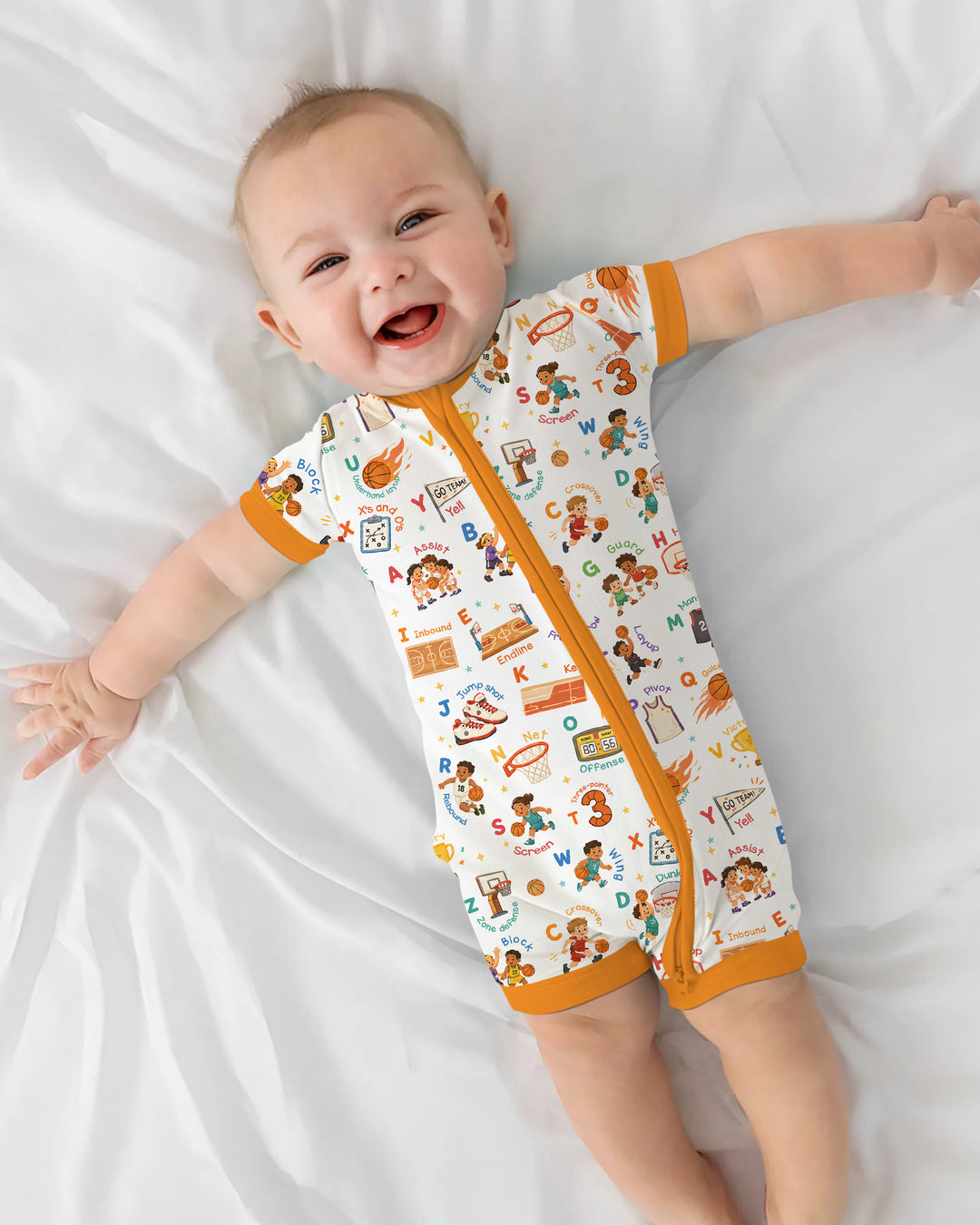 Basketball Alphabet Bamboo Shorty Zippy