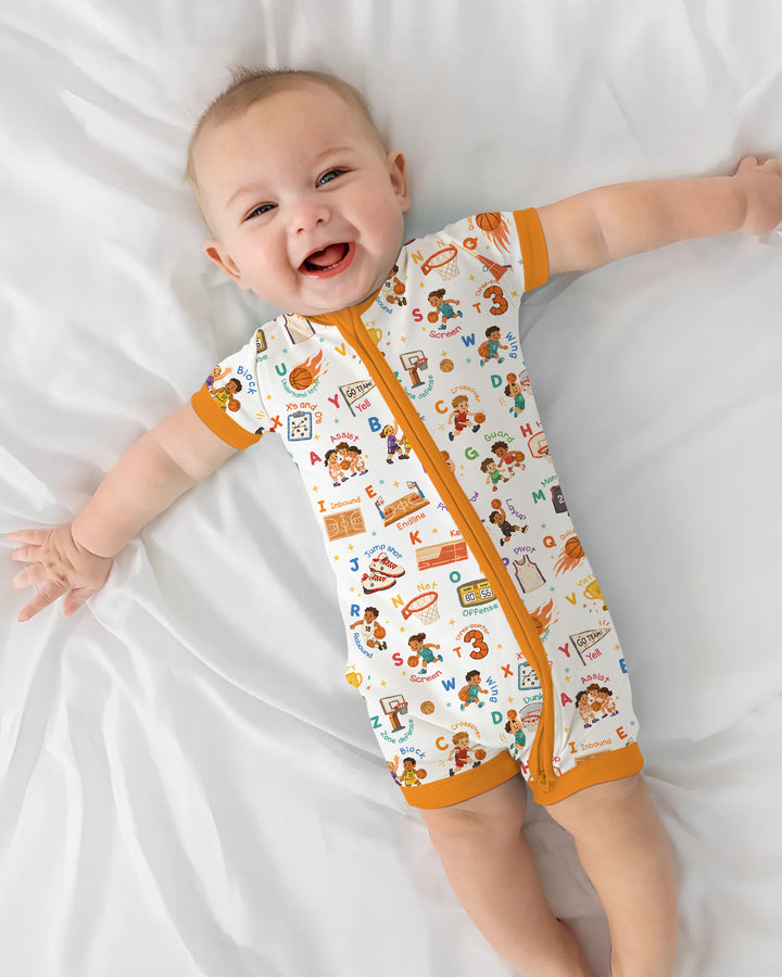 Basketball Alphabet Bamboo Shorty Zippy