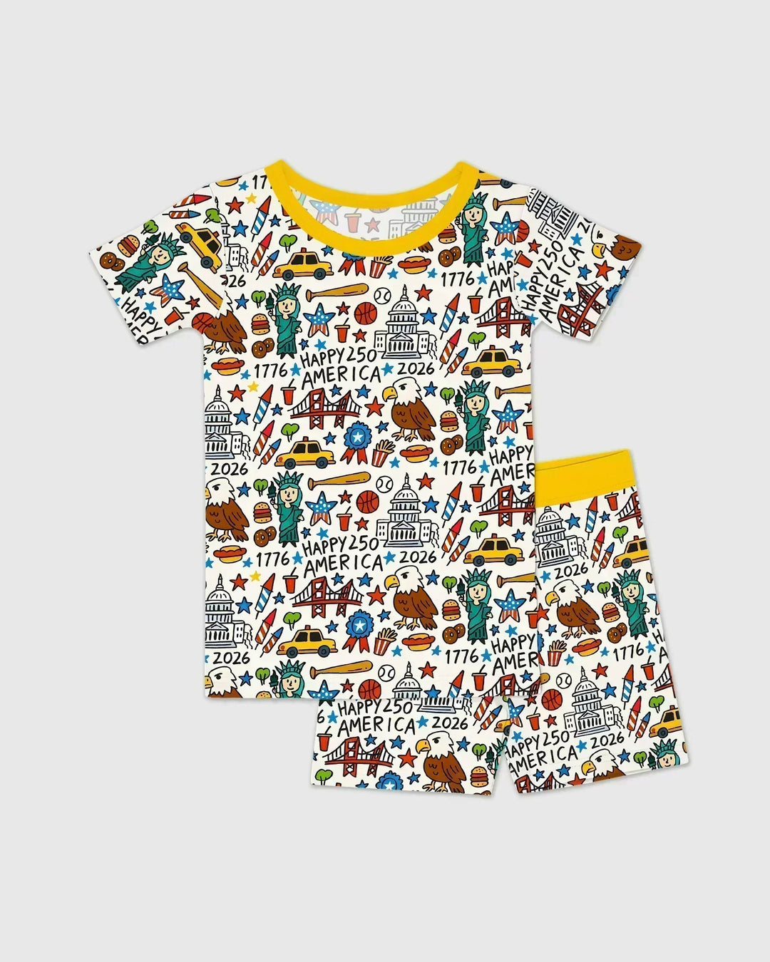 Doodle America 250th Anniversary Family Bamboo Two Piece Short Sleeve Shorts Pajama Set