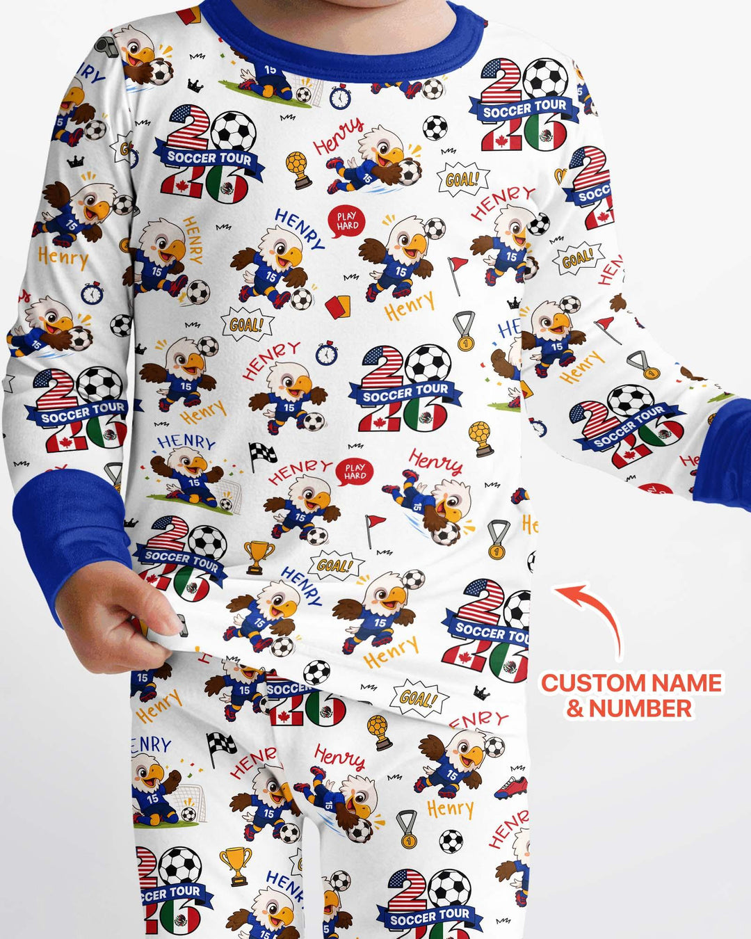 USA We Are Champions Soccer Tour 2026 Bamboo Two Piece Long Sleeve Pajama Set