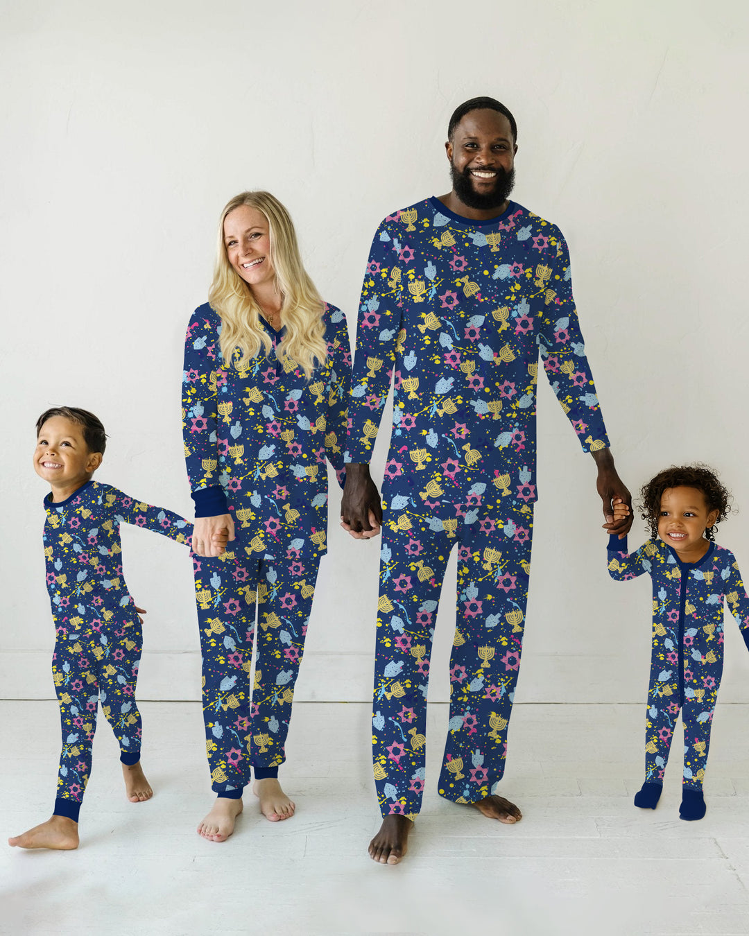 Hanukkah Family Splatter Paint  Bamboo Men's Pajama Set