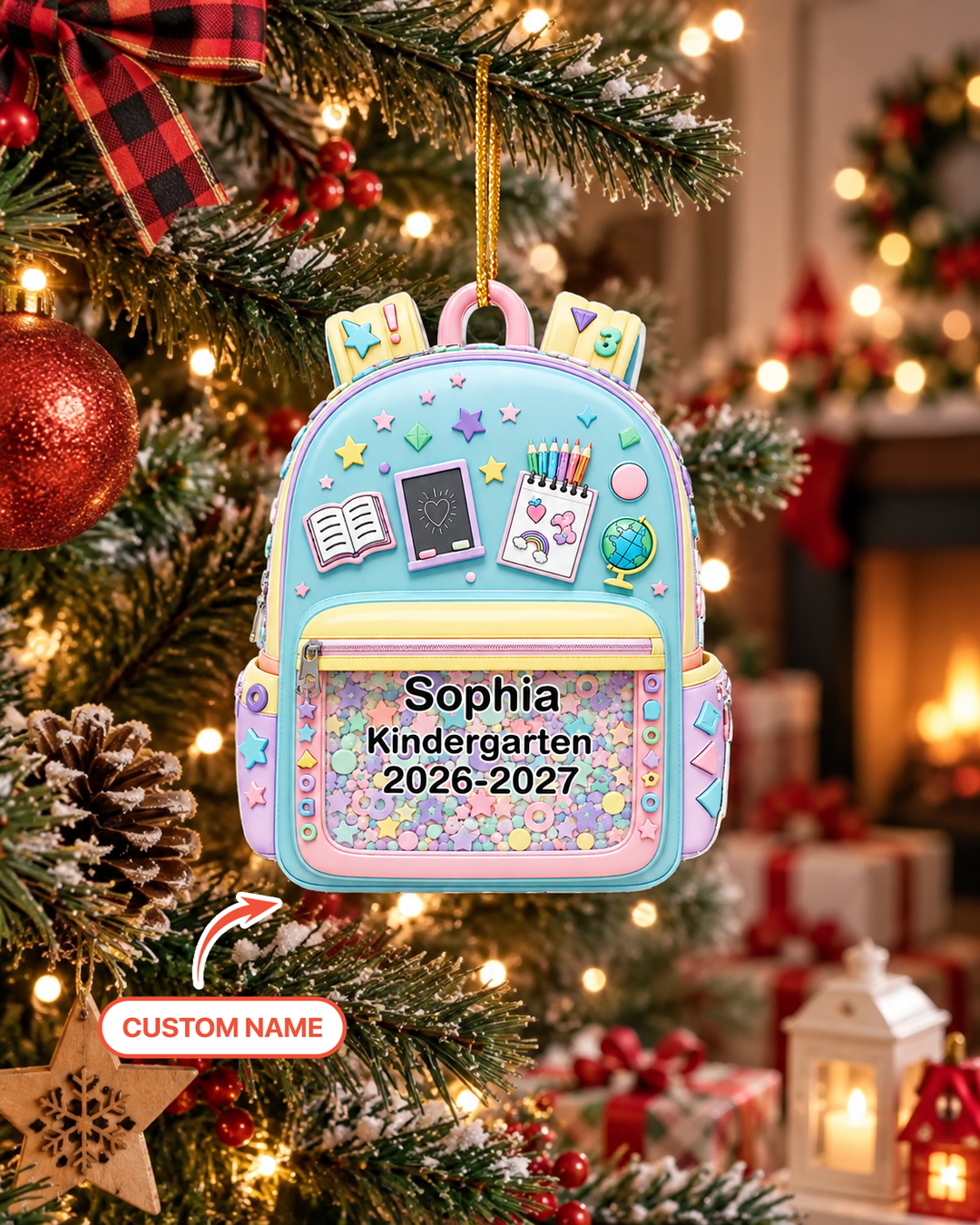 Kids School Backpack Acrylic Ornament
