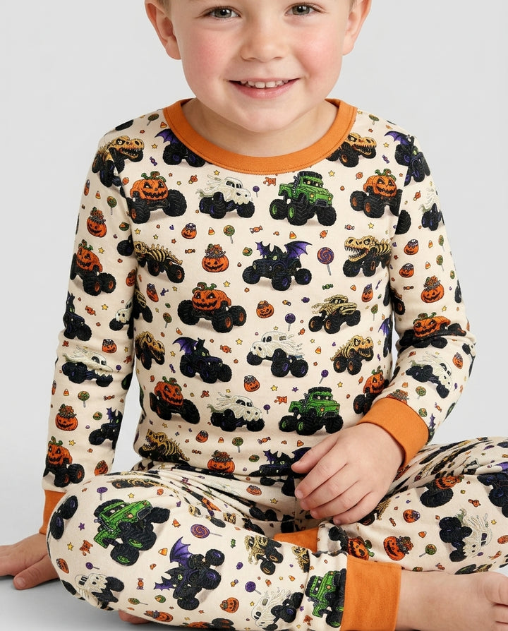 Spooky Monster Truck Bamboo Two Piece Long Sleeve Pajama Set