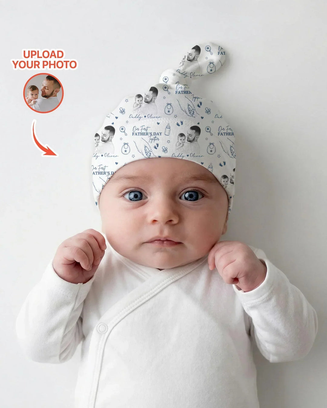 Custom Photo Our First Father's Day Together Bamboo Knotted Hat
