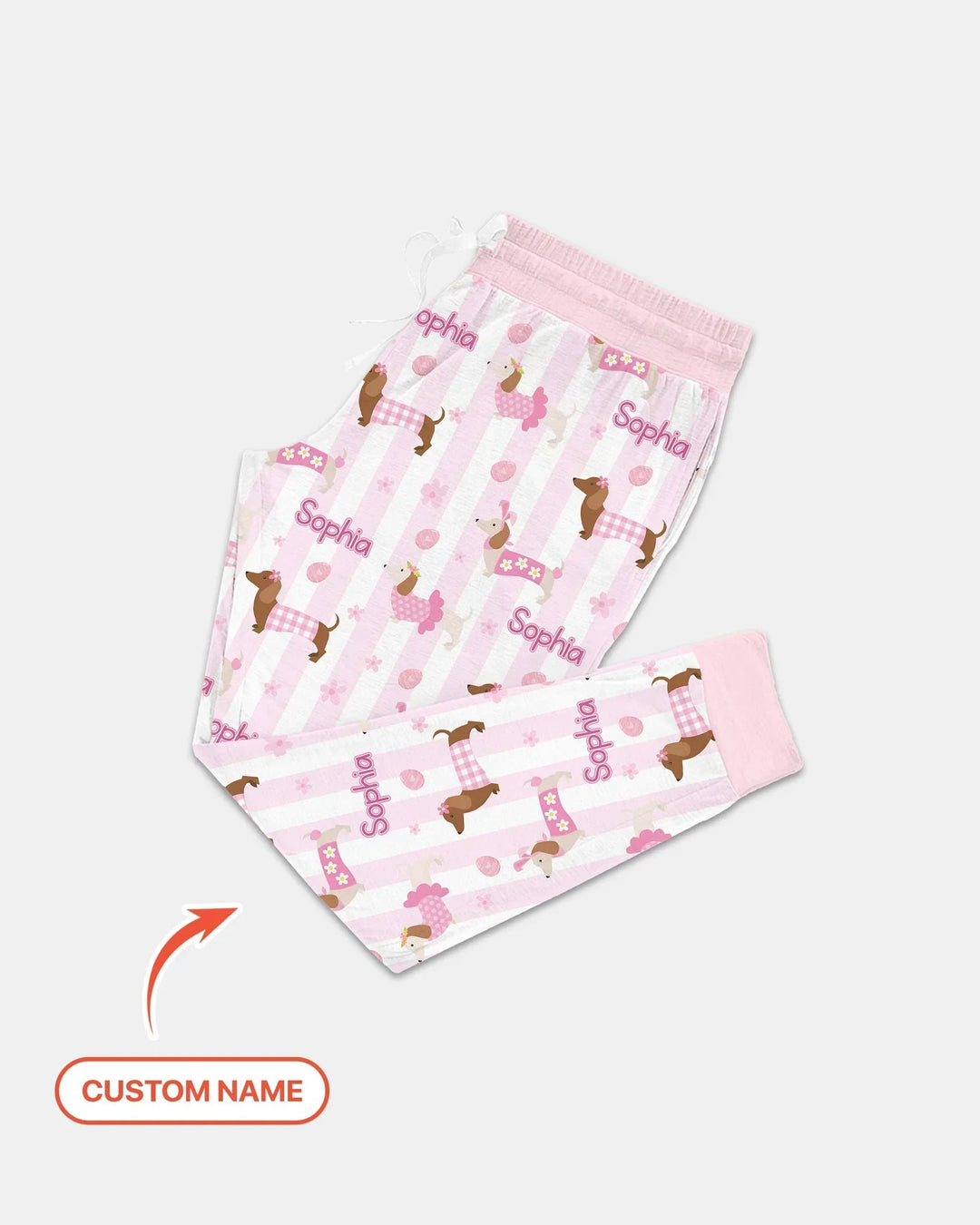 Custom Name Easter Dachshunds Family Matching Bamboo Women Pajama Set