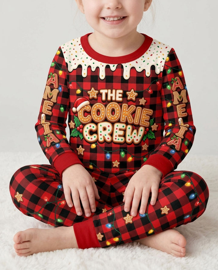 The Cookie Crew Custom Gingerbread Letter Bamboo Two Piece Long Sleeve Pajama Set
