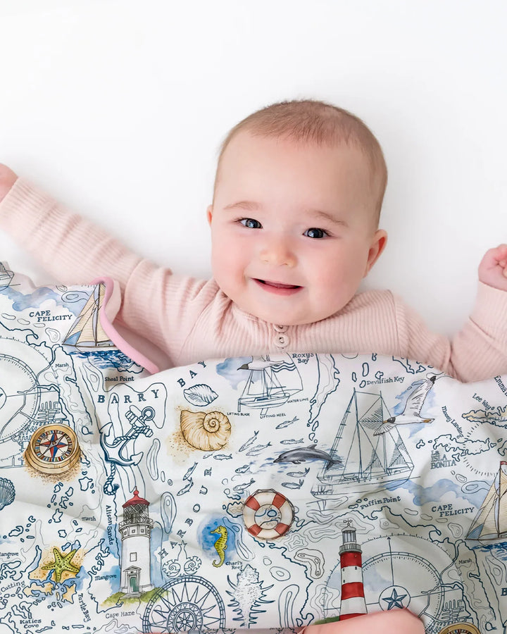 Seaside Adventure Map Bamboo Blanket