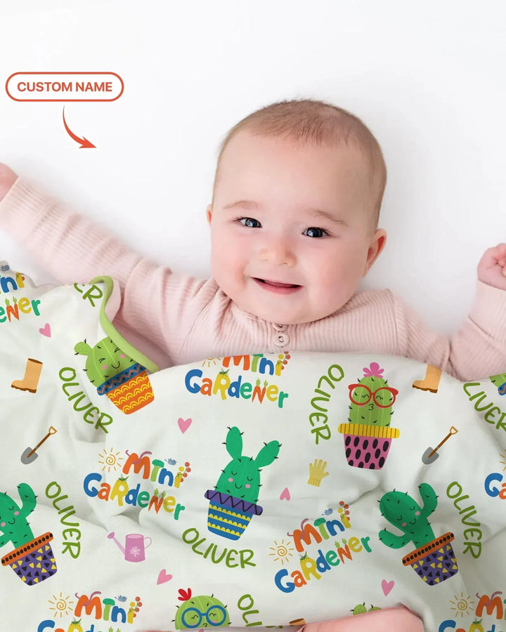 Custom Name Mini Gardener Bamboo Blanket