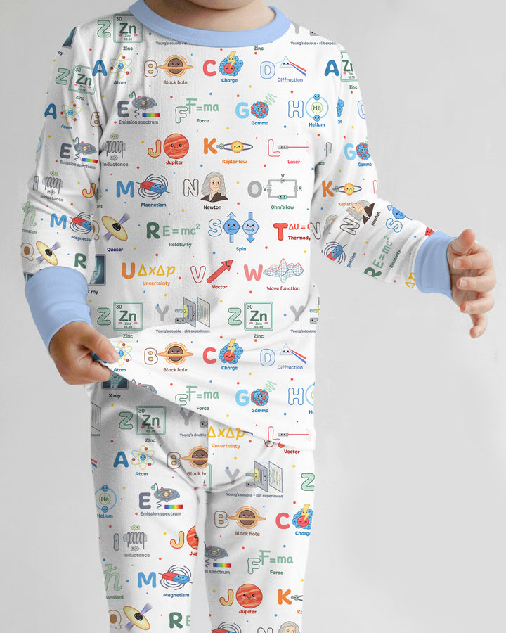 The Physics Alphabet Bamboo Two Piece Long Sleeve Pajama Set