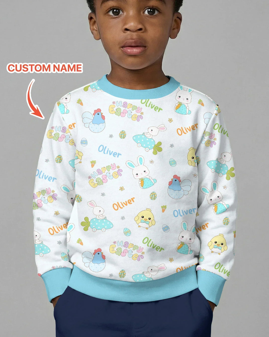 Custom name Happy Easter Bamboo Crewneck Sweatshirt