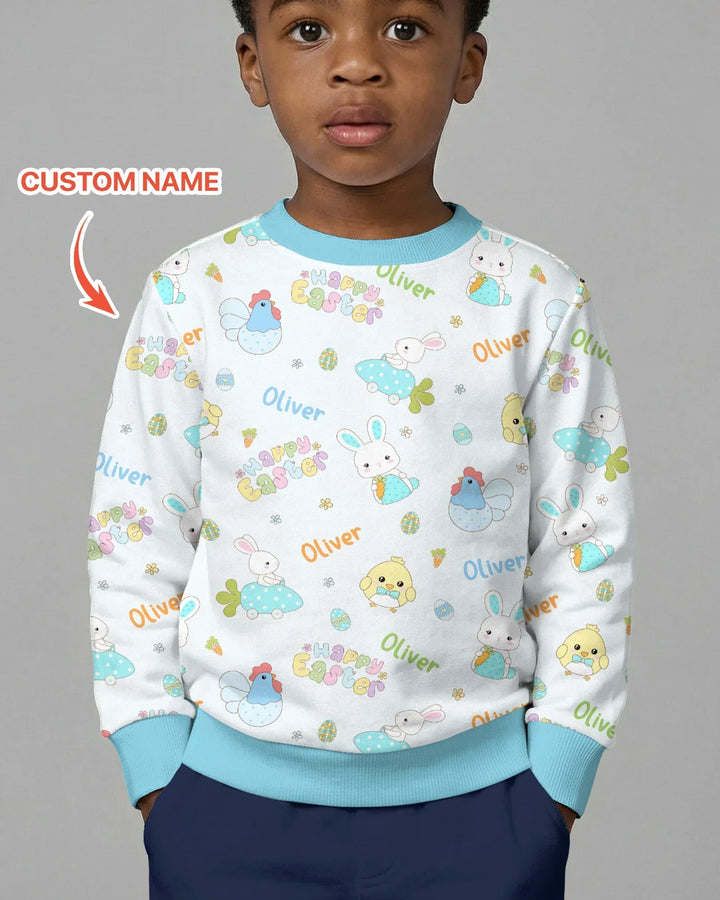 Custom name Happy Easter Bamboo Crewneck Sweatshirt