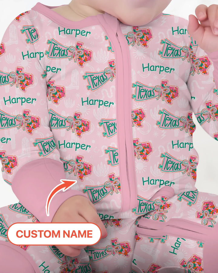 Custom Name Preppy Texas Charm Bamboo Convertible Zippy