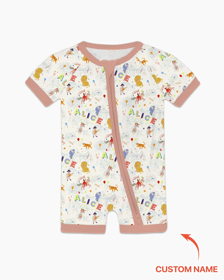 Custom Name Circus Toile Bamboo Shorty Zippy