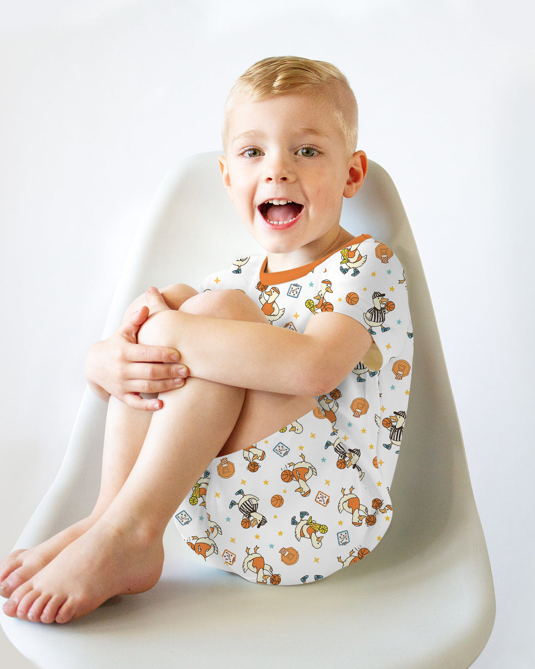 Silly Goose Playing Basketball Bamboo Two Piece Short Sleeve Shorts Pajama Set