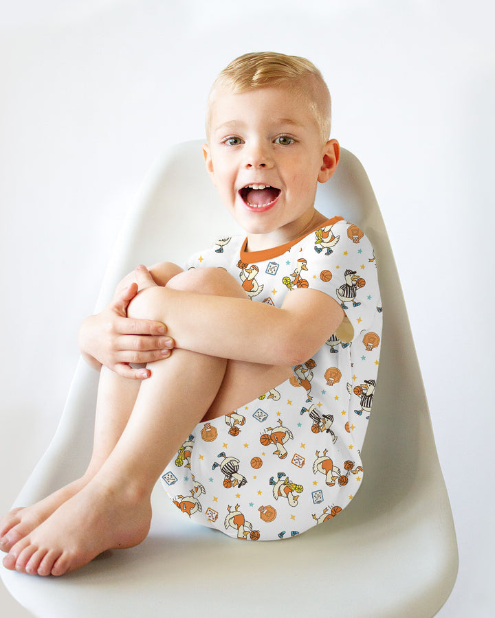 Silly Goose Playing Basketball Bamboo Two Piece Short Sleeve Shorts Pajama Set