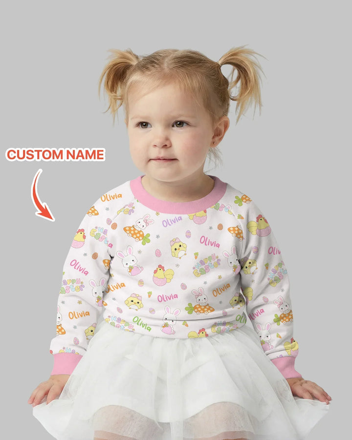 Custom name Happy Easter Bamboo Crewneck Sweatshirt
