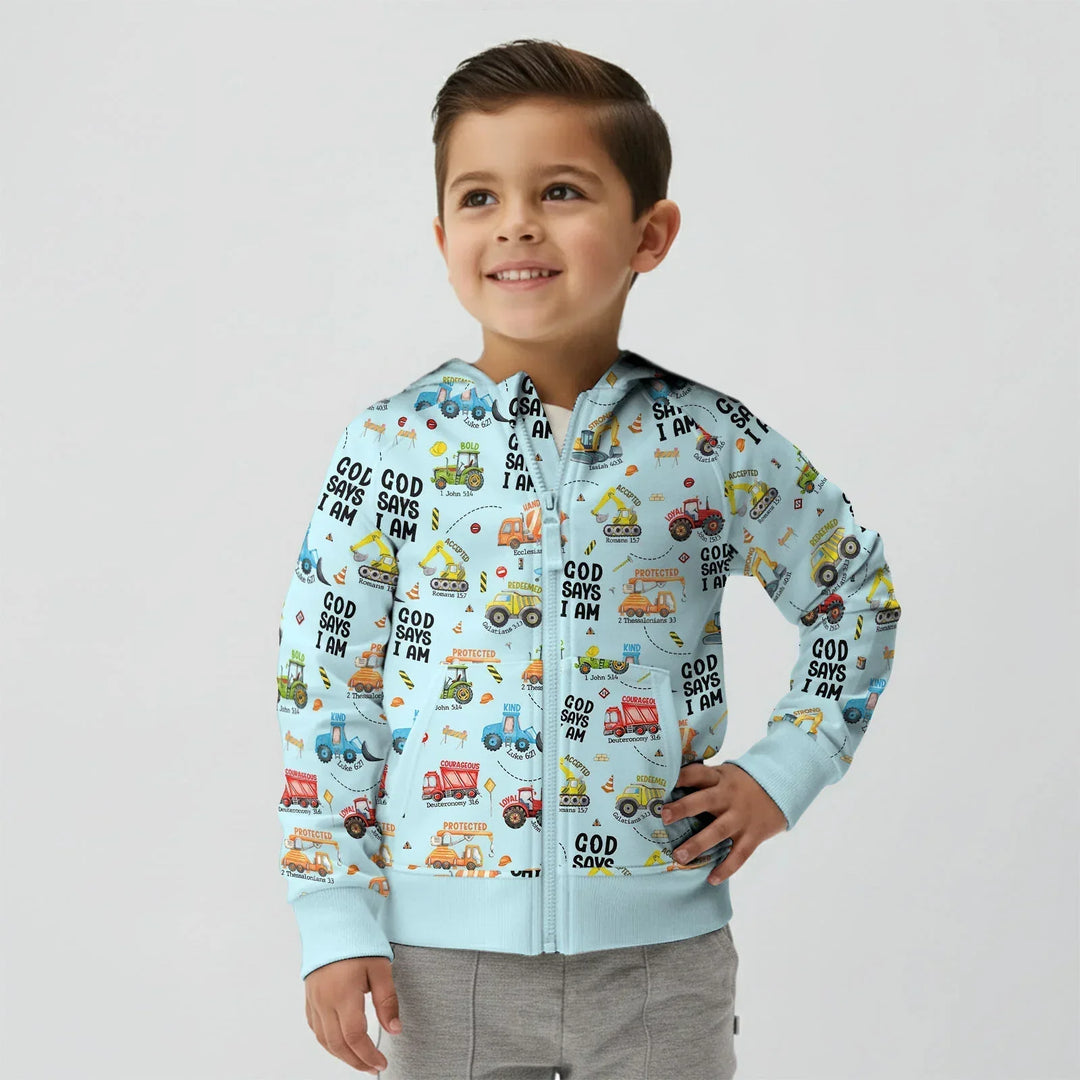 God Says I Am Boy Bamboo Zip Hoodie