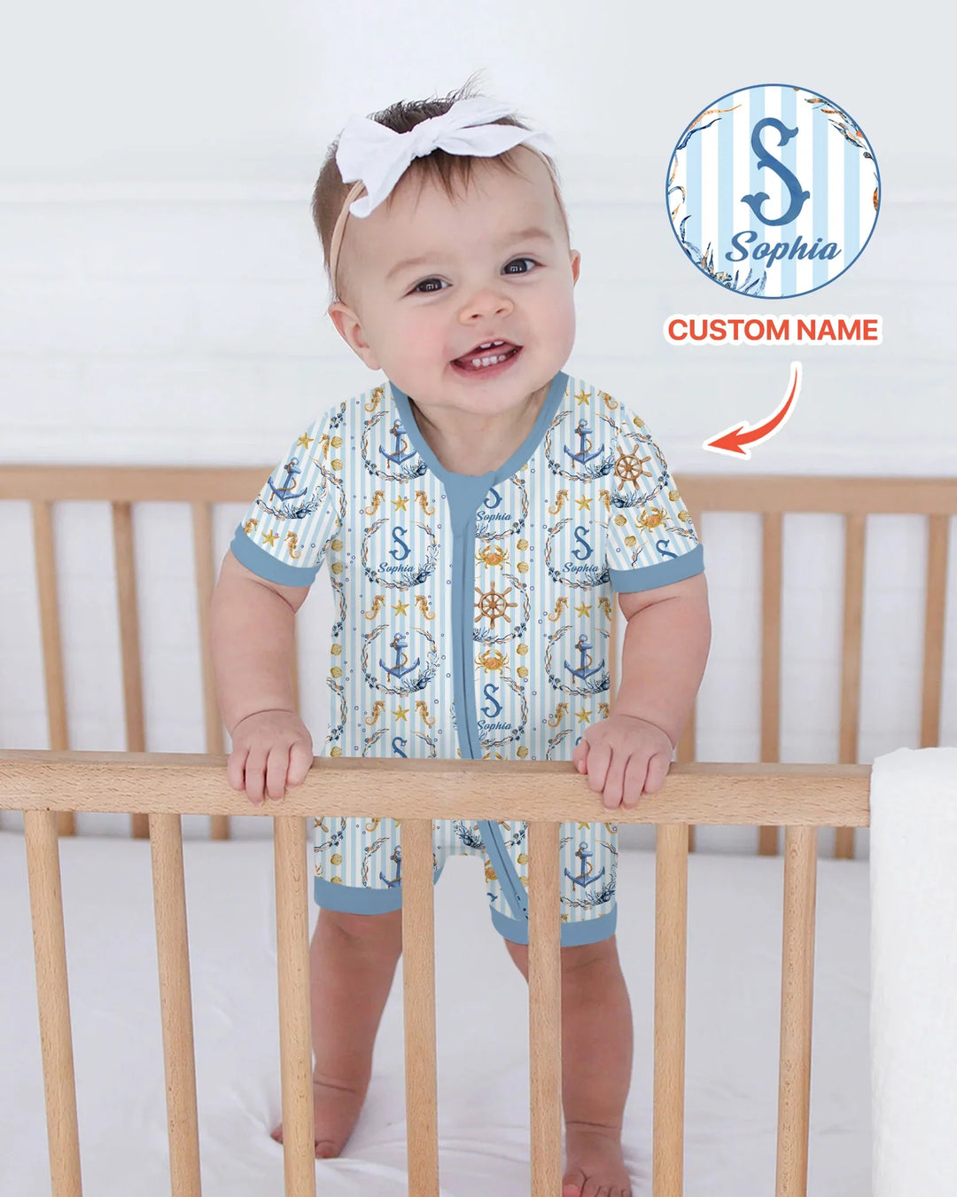 Bon Voyage Custom Name Bamboo Shorty Zippy