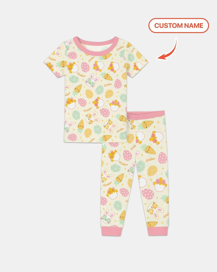 Retro Easter Bamboo Two Piece Short Sleeve Pajama Set