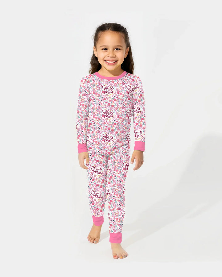 She Is Mom Floral Bamboo Two Piece Long Sleeve Pajama Set