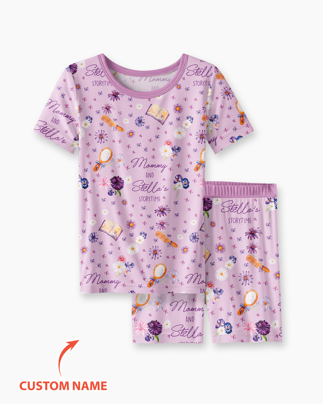 Mommy Daddy And Me Bedtime Story Family Matching Bamboo Two Piece Short Sleeve Shorts Pajama Set