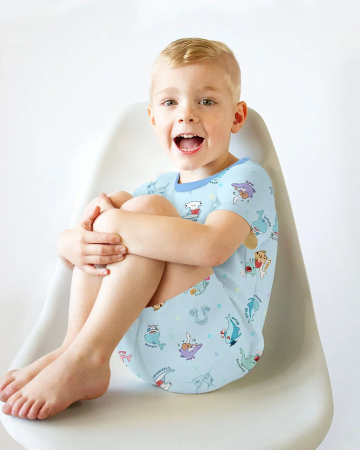 Shark School Bamboo Two Piece Short Sleeve Shorts Pajama Set