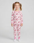 Pink Glitter Cherry Bows Bamboo Two Piece Long Sleeve Pajama Set