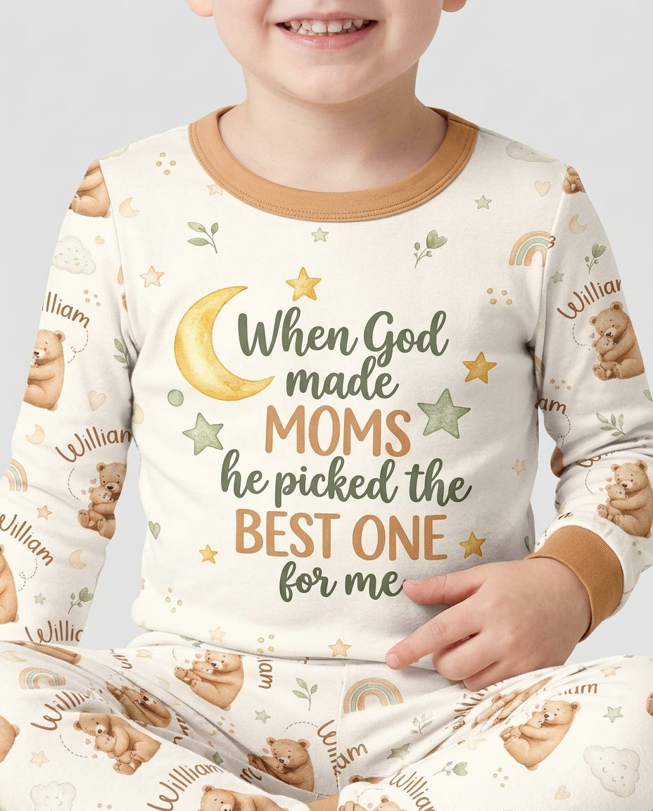 When God Made Moms Bamboo Two Piece Long Sleeve Pajama Set