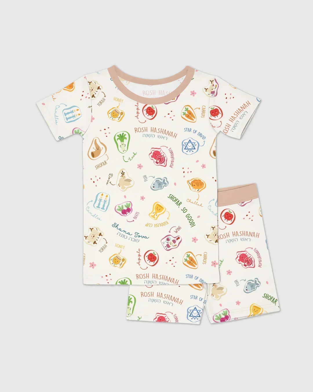 Happy Rosh Hashanah Bamboo Two Piece Short Sleeve Shorts Pajama Set