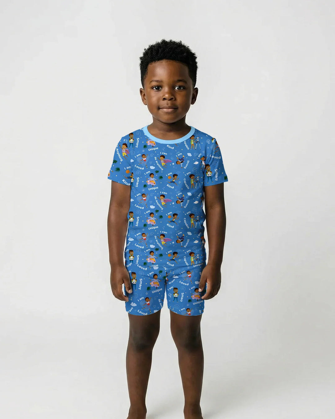 Black Boys I Am Smart Bamboo Two Piece Short Sleeve Shorts Pajama Set