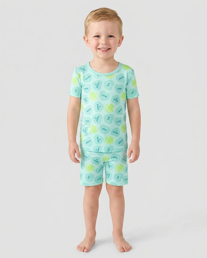 Tennis with Love Two Piece Short Sleeve Shorts Pajama Set