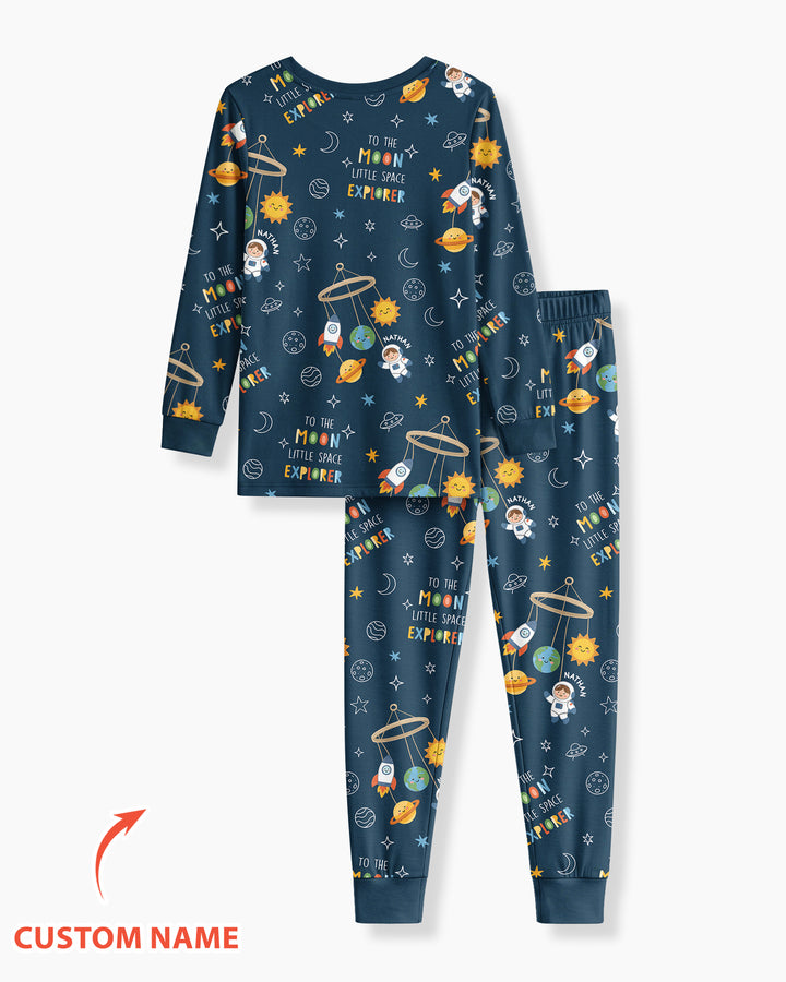 Little Astronaut Big Dream Bamboo Two Piece Long Sleeve Pajama Set