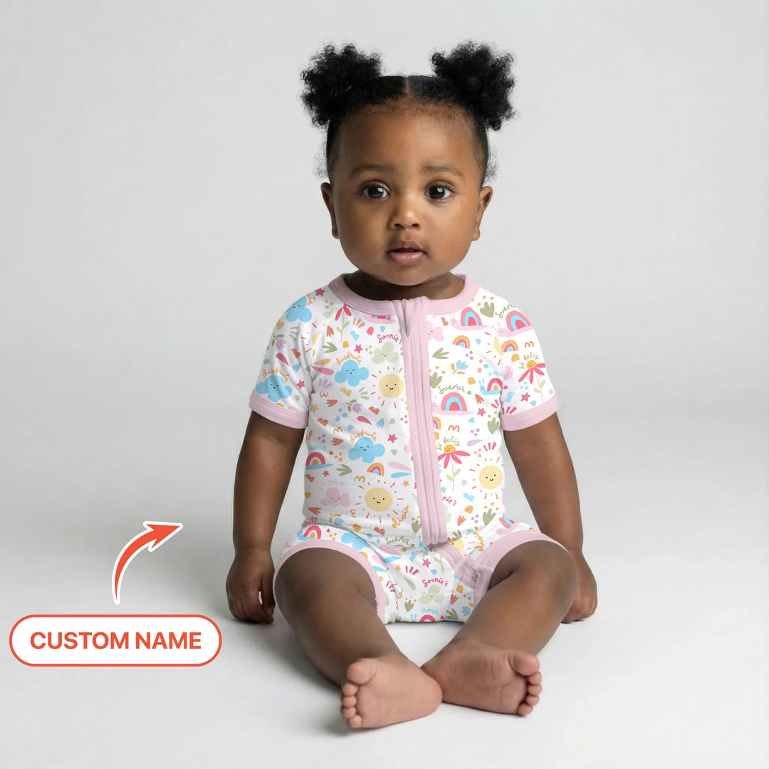 Custom Name Positive Spring Garden Bamboo Shorty Zippy